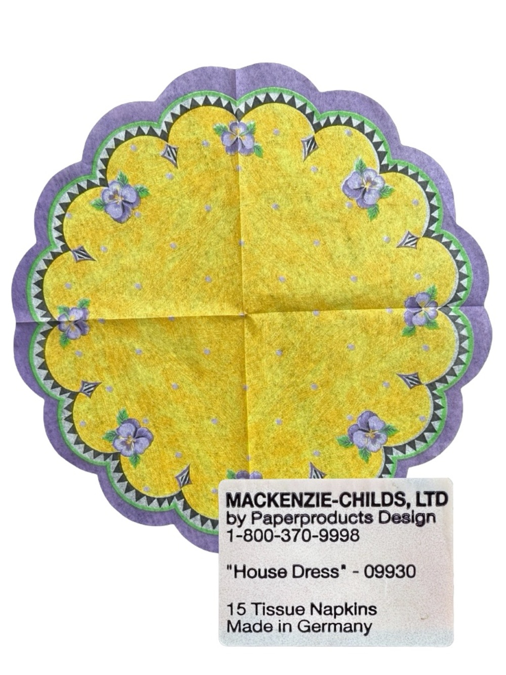 MACKENZIE-CHILDS Napkins “House Dress” Pattern 14” (lot of 14) Scalloped Fan